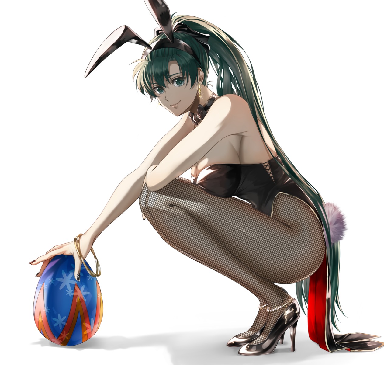 animal_ears bunny_ears bunny_girl delsaber fire_emblem fire_emblem:_rekka_no_ken fishnets heels lyndis_(fire_emblem) no_bra pantyhose tail