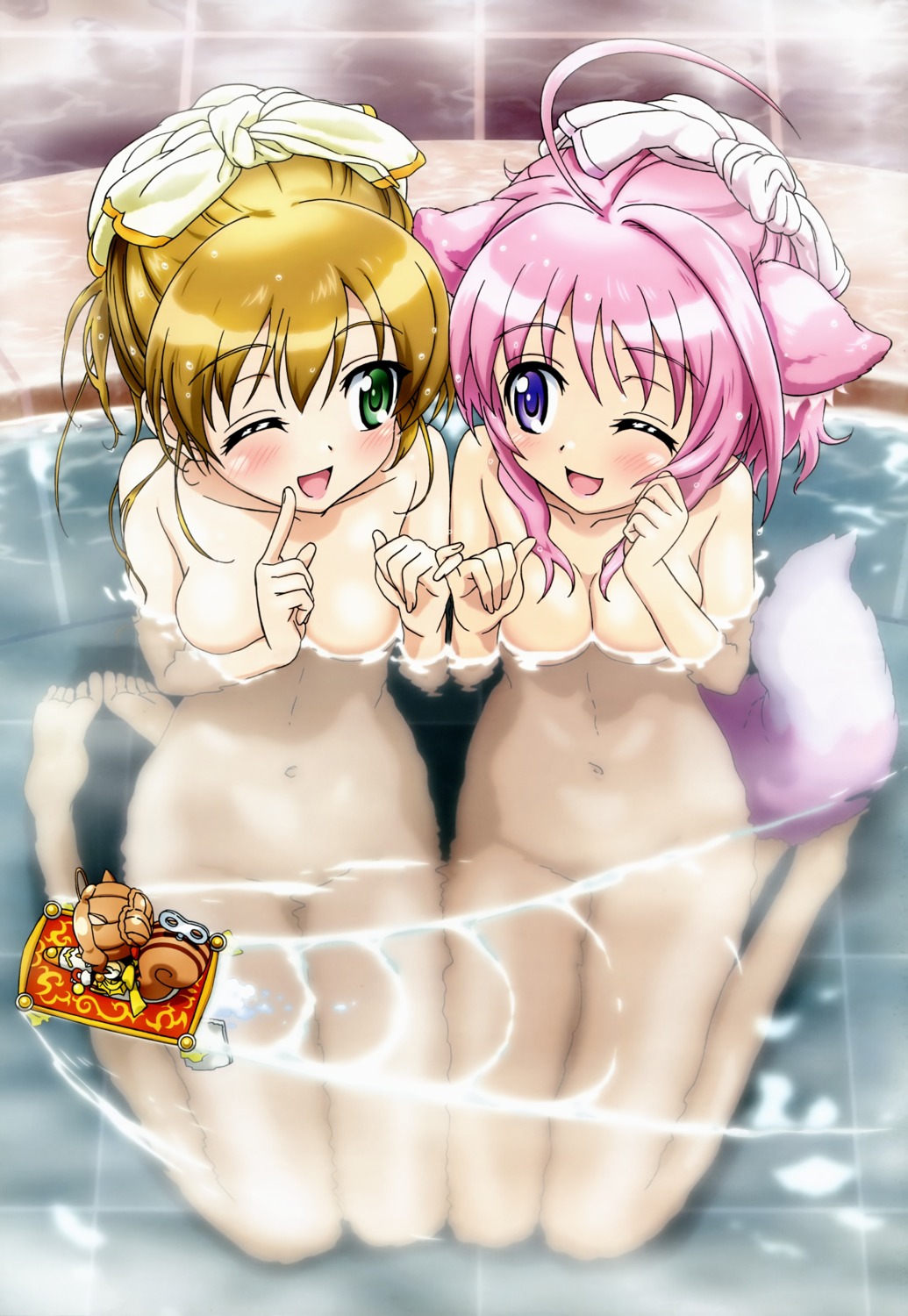 animal_ears bathing cleavage dog_days hashidate_kana inumimi millhiore_f_biscotti naked rebecca_anderson tail wet