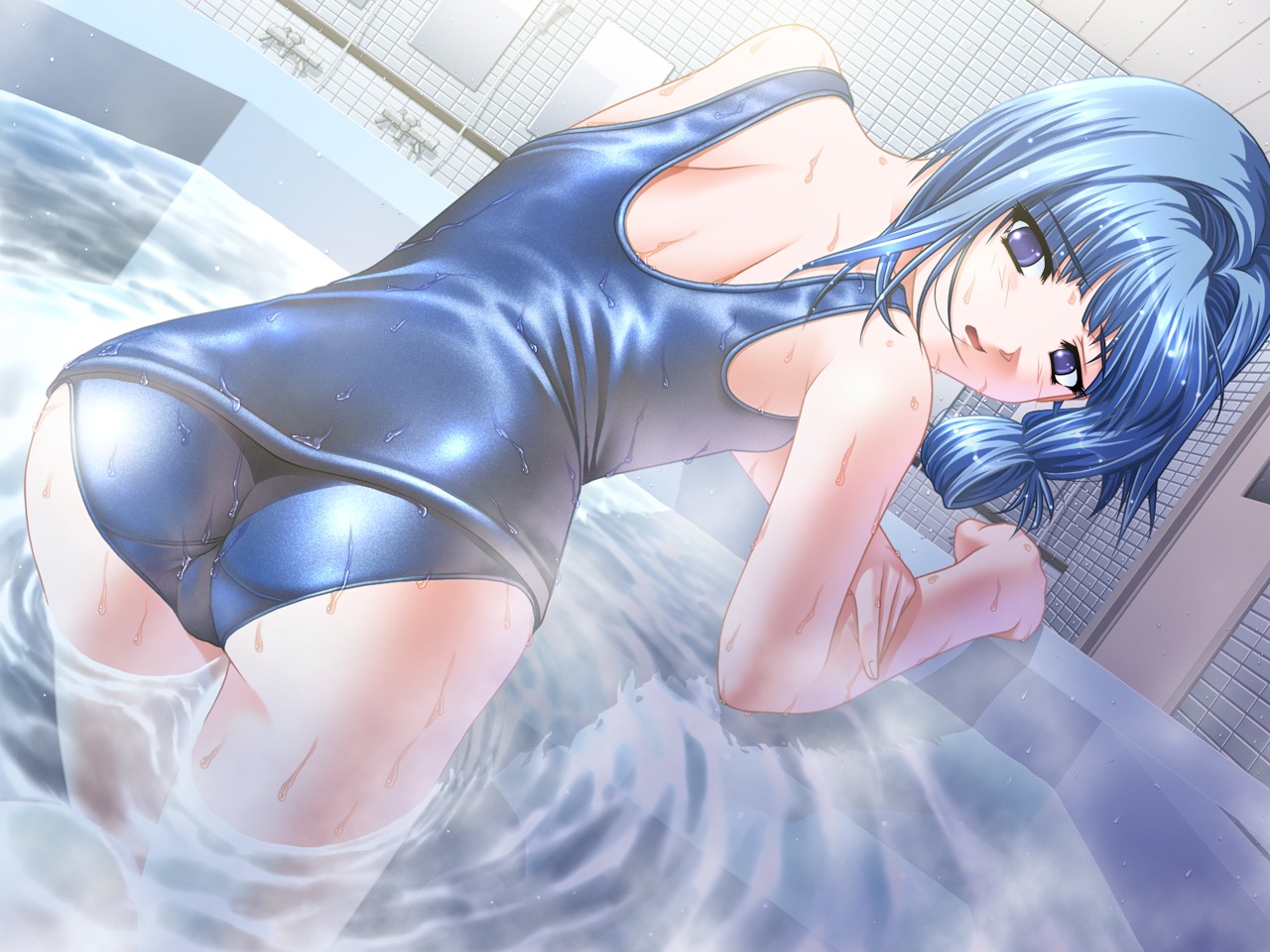 ass bathing game_cg hiiro_yuki school_swimsuit sena_shiori swimsuits waffle wet yuuguu_settai