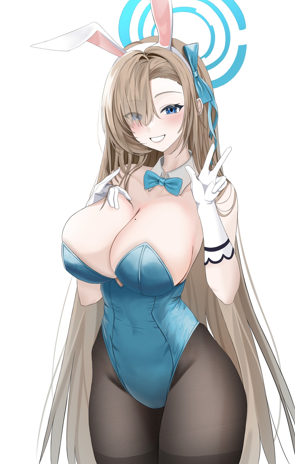 animal_ears blue_archive bunny_ears bunny_girl dlnk erect_nipples halo ichinose_asuna no_bra pantyhose