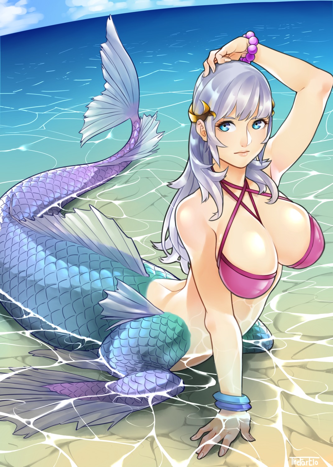 bikini_top bottomless mermaid monster_girl swimsuits tagme tail wet