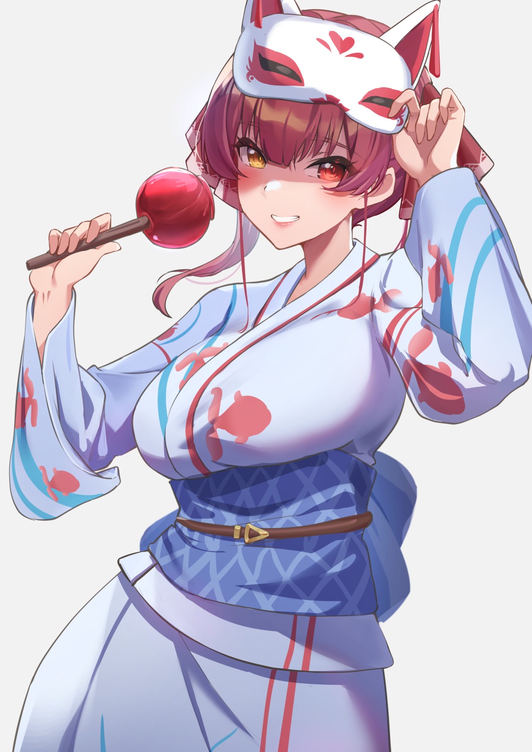 heterochromia hololive houshou_marine reulem yukata