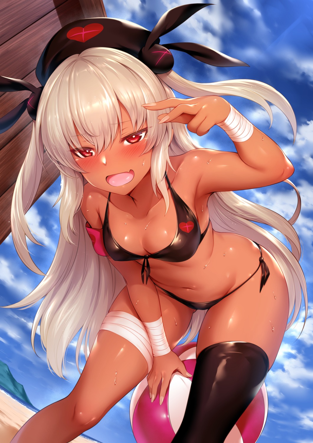 bandages bikini natori_sana rogia sana_channel swimsuits thighhighs