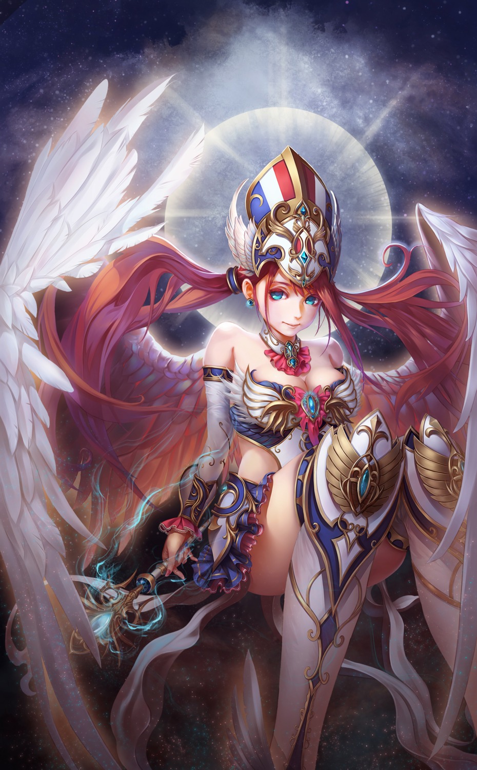 armor c_home cleavage thighhighs weapon wings