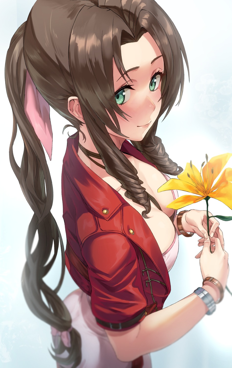 aerith_gainsborough dress final_fantasy final_fantasy_vii hotate-chan no_bra