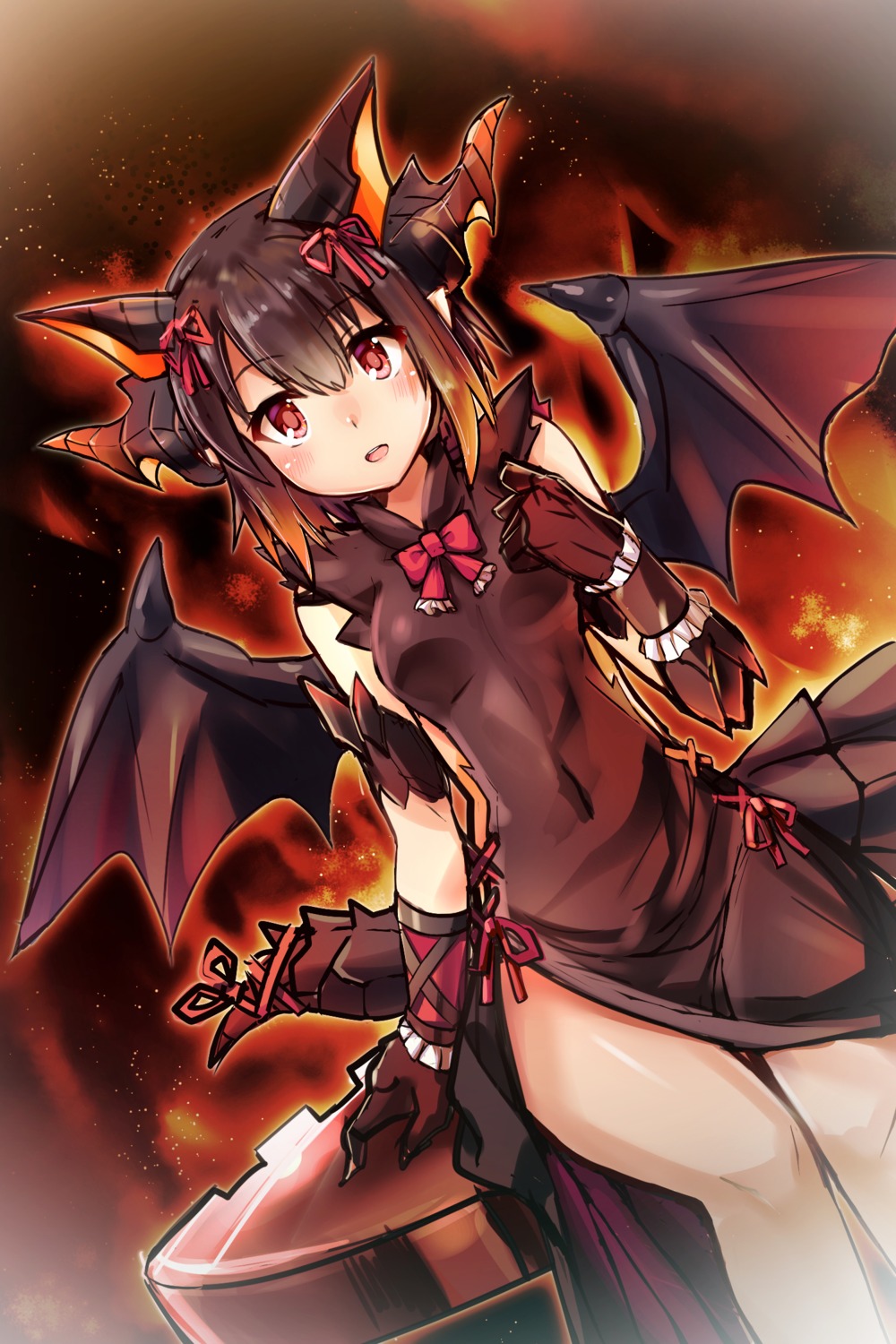 animal_ears dress horns puzzle_&_dragons samoore tail wings