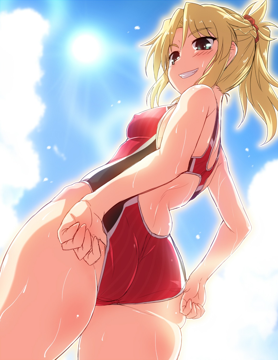 ass erect_nipples fate/grand_order mordred_(fate) swimsuits wet yoshi_tama