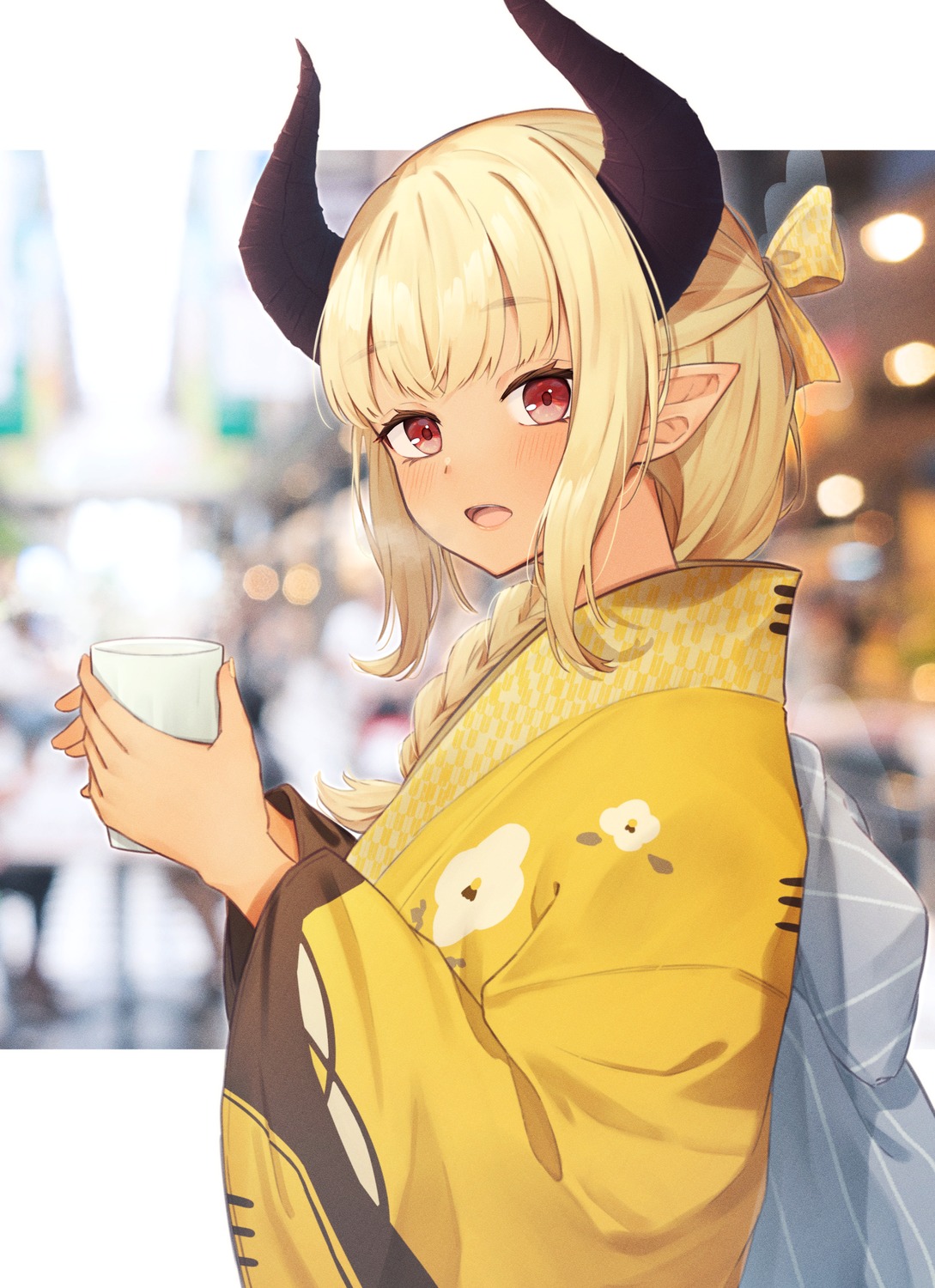 horns isana615 kimono pointy_ears