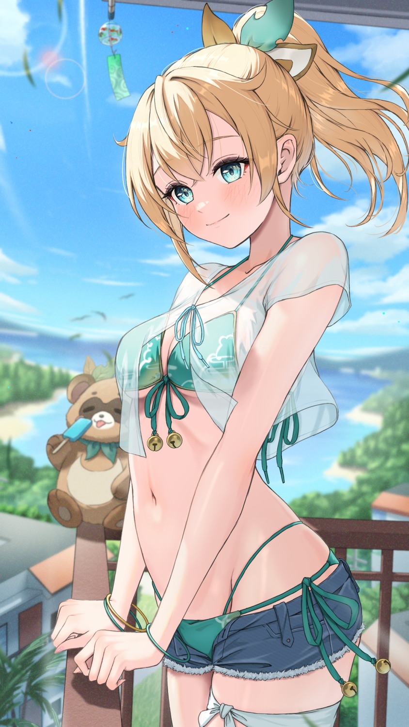 bikini bowsan garter hololive kazama_iroha open_shirt see_through swimsuits