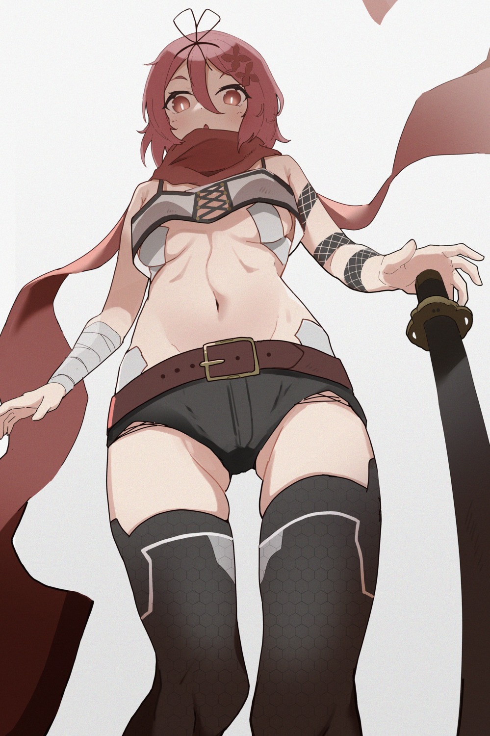 bandages bandaid no_bra ookurikara pasties sansaisoba sword tenka_hyakken thighhighs