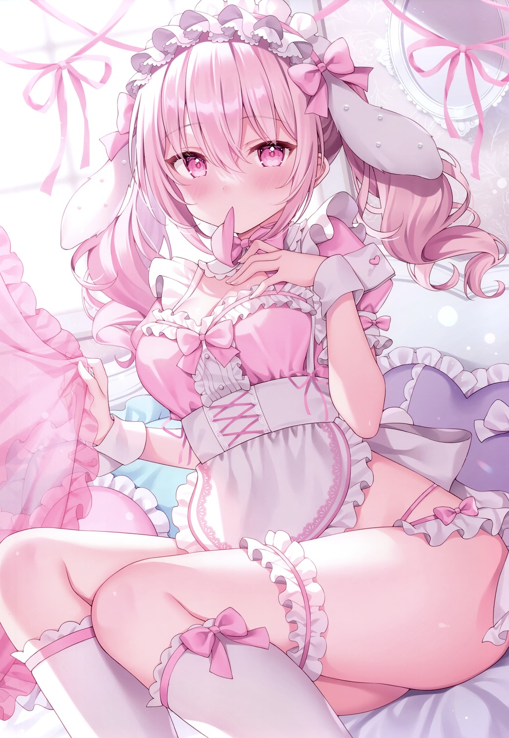 animal_ears bunny_ears garter maid shiono_room siooooono thighhighs