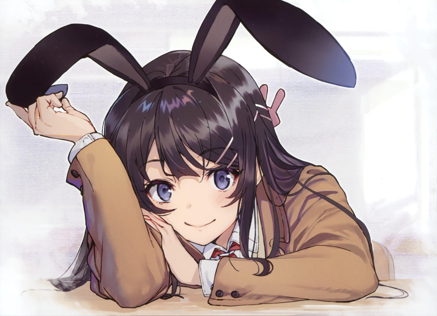 animal_ears bunny_ears sakurajima_mai seifuku seishun_buta_yarou shirabi sweater