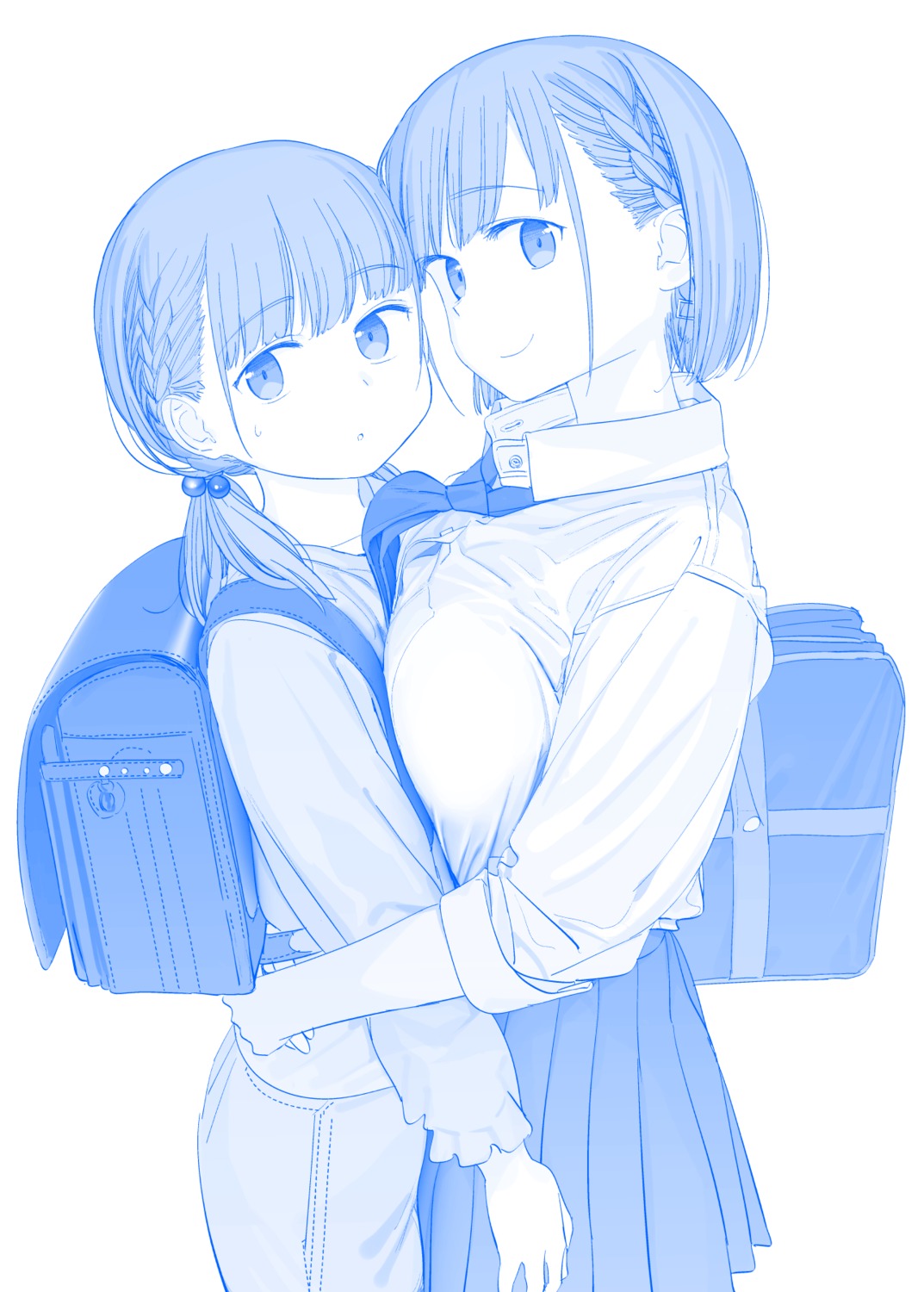 ai-chan_(getsuyoubi_no_tawawa) getsuyoubi_no_tawawa himura_kiseki monochrome seifuku symmetrical_docking