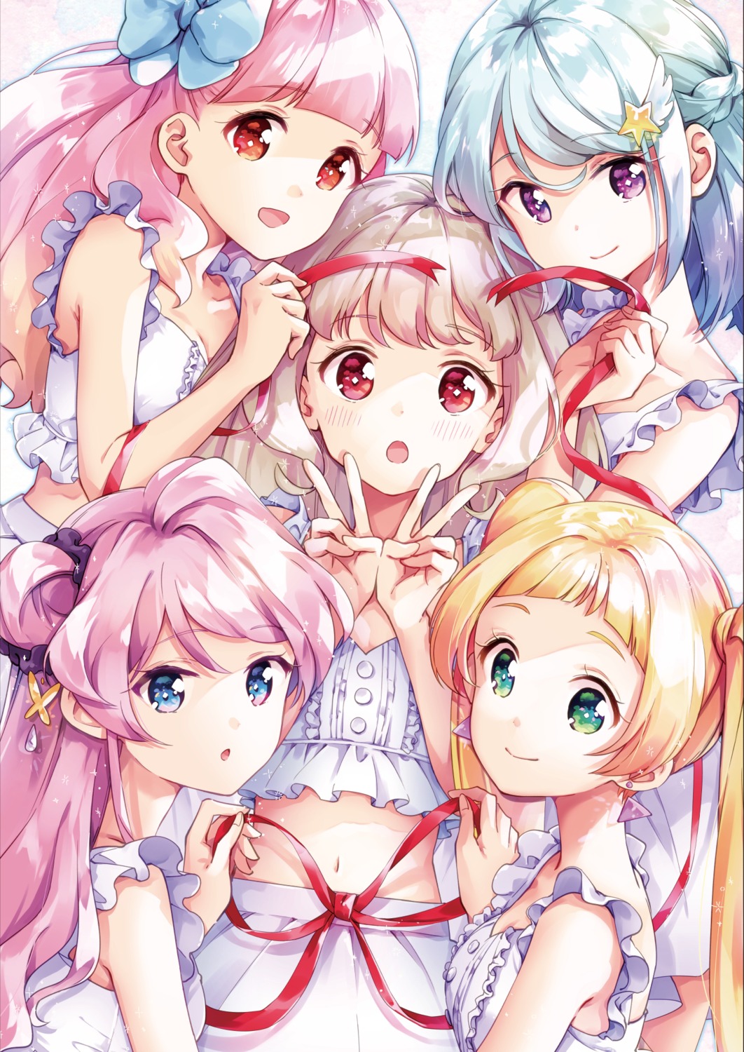 aikatsu_friends! aikatsu_on_parade! chouno_maika cleavage hinata_ema kiseki_raki minato_mio todo-akira yuuki_aine