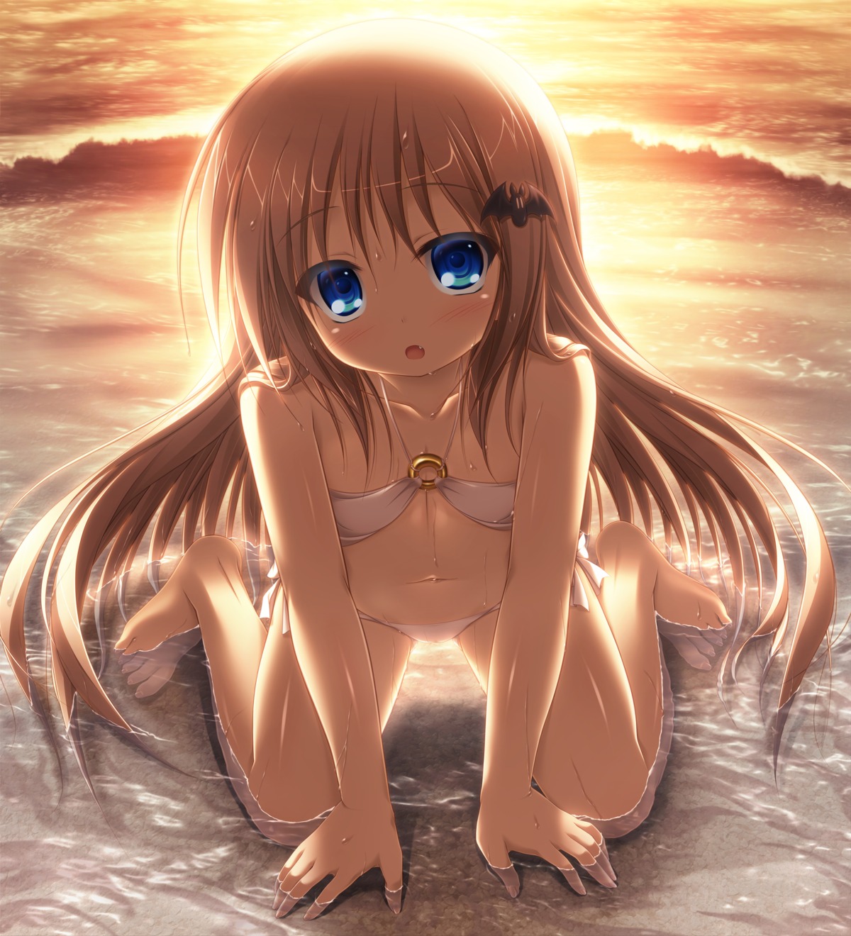 bikini little_busters! loli mizunoe_kotaru noumi_kudryavka swimsuits wet