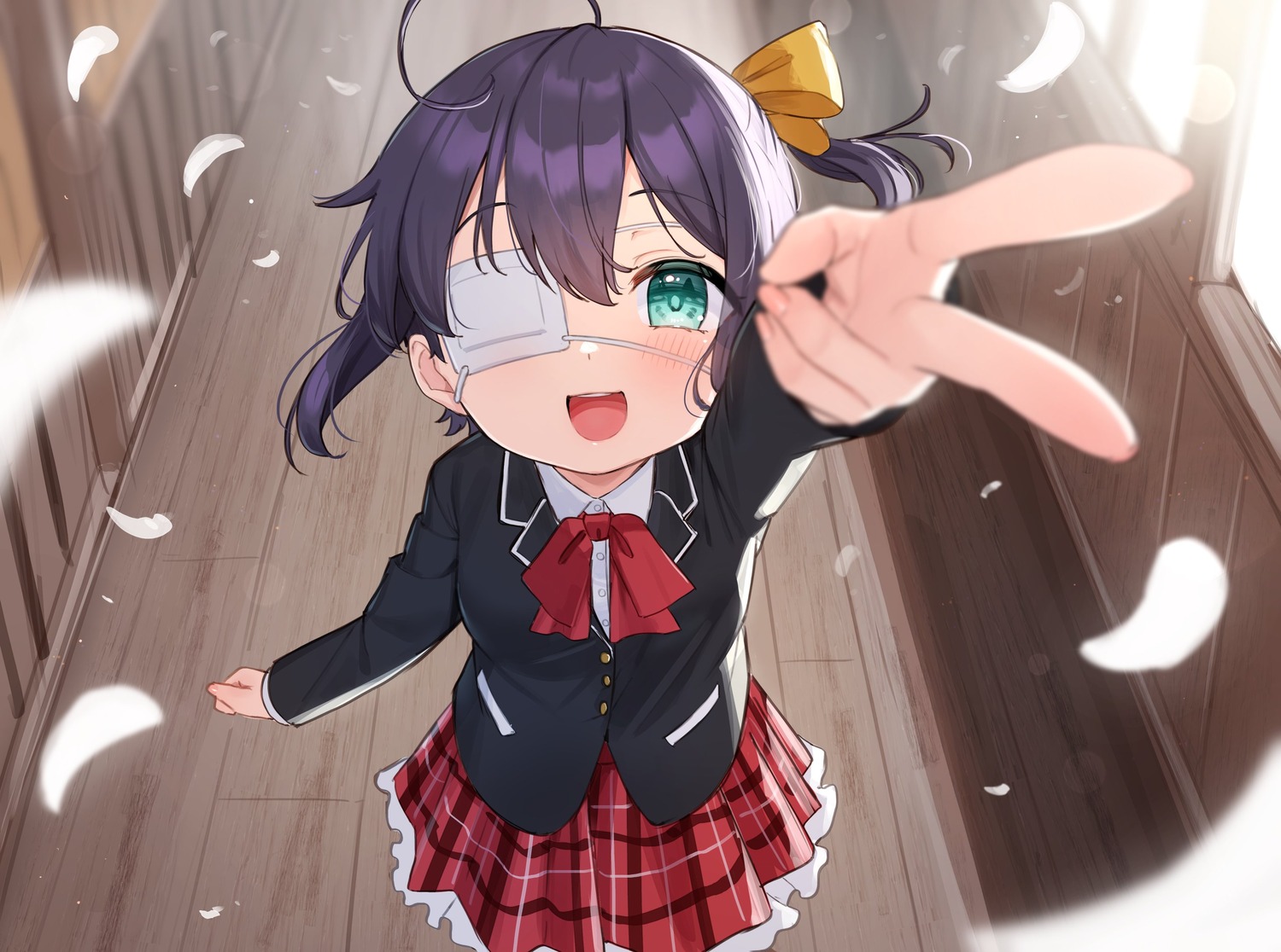 chuunibyou_demo_koi_ga_shitai! eyepatch seifuku takanashi_rikka tsuki_usagi