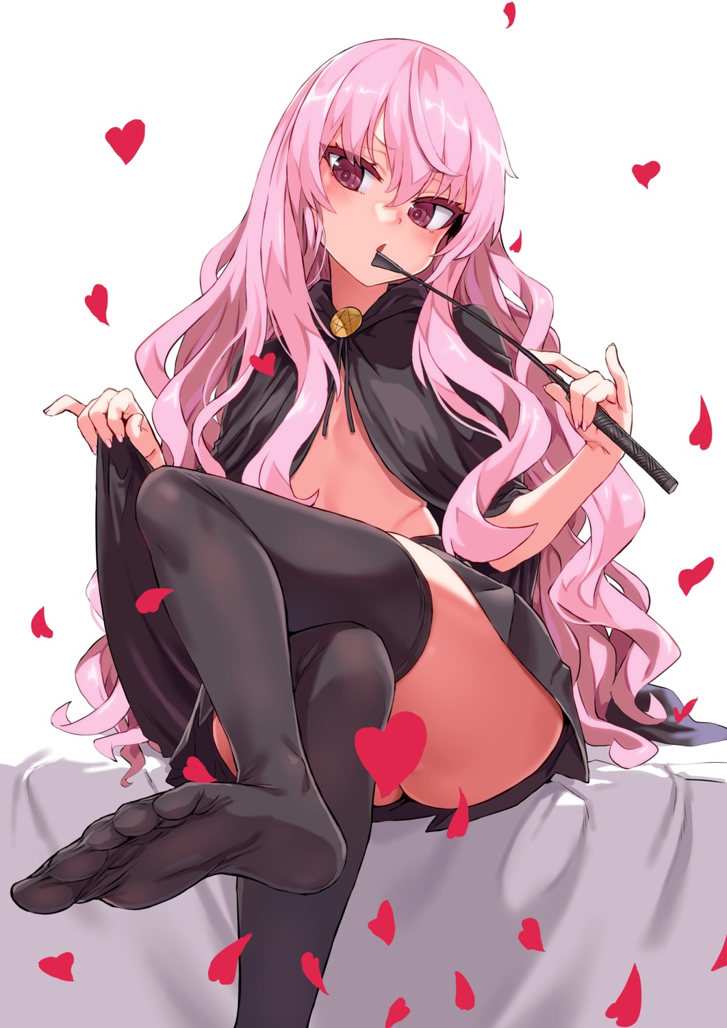 asanagi censored feet louise no_bra seifuku skirt_lift thighhighs weapon zero_no_tsukaima