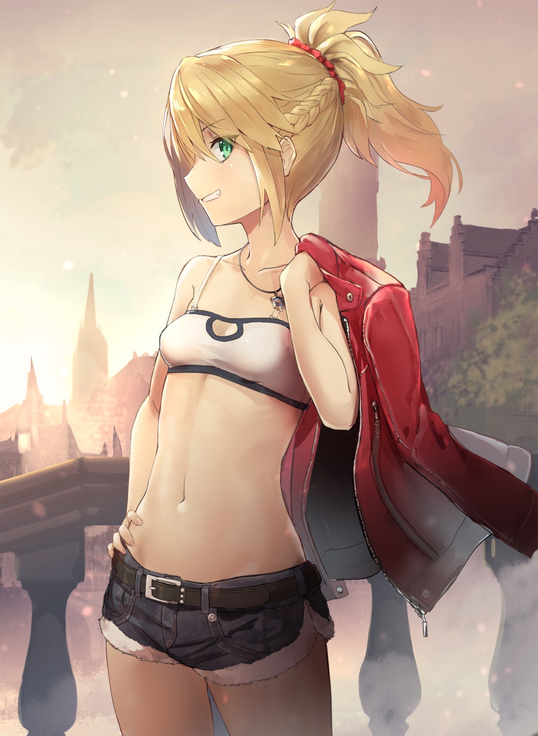 cleavage fate/apocrypha fate/stay_night isegawa_yasutaka mordred_(fate)