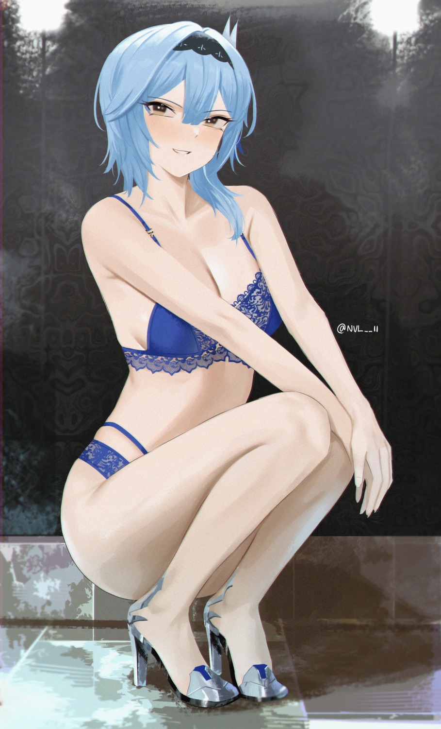 bra cleavage eula genshin_impact heels lingerie nvl pantsu