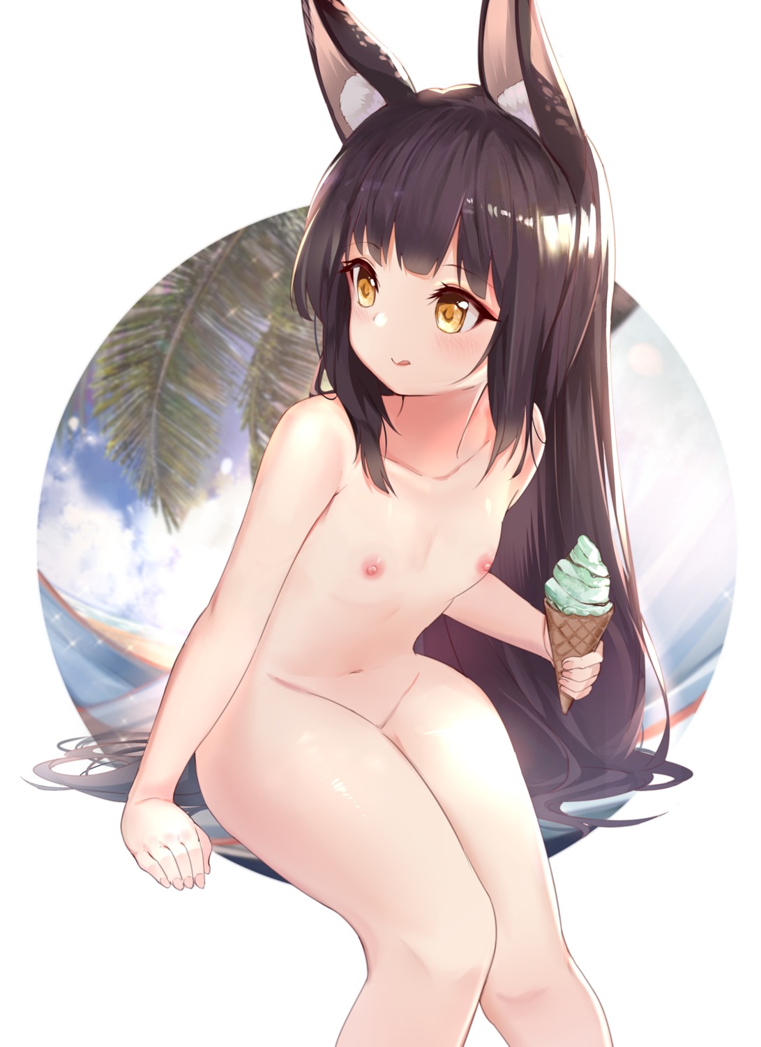 animal_ears azur_lane kananote loli nagato_(azur_lane) naked nipples