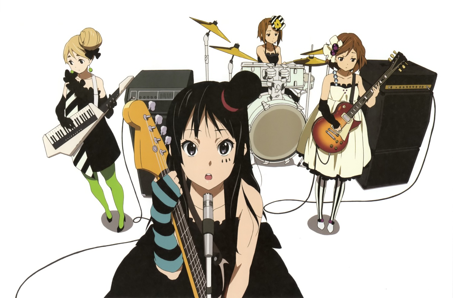 akiyama_mio guitar hirasawa_yui jpeg_artifacts k-on! kotobuki_tsumugi pantyhose tainaka_ritsu