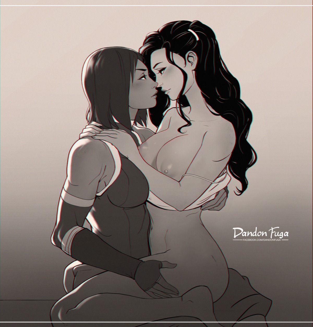 bottomless breasts dandon_fuga nipples no_bra the_legend_of_korra yuri