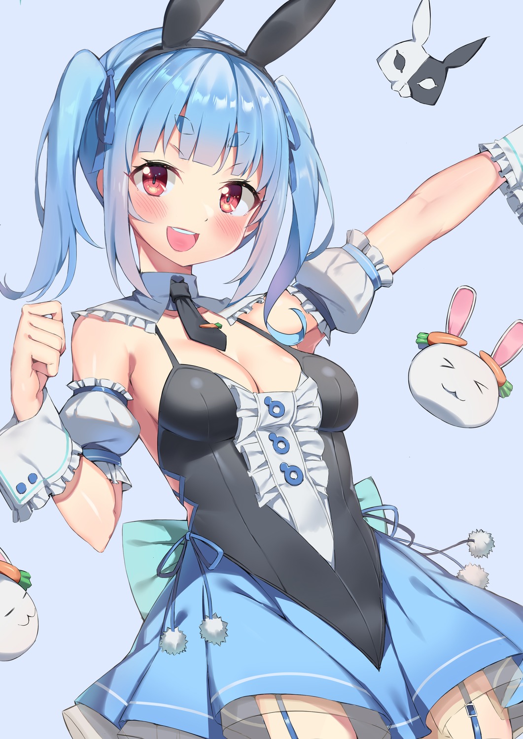 animal_ears bunny_ears chai_mao hololive leotard no_bra see_through usada_pekora