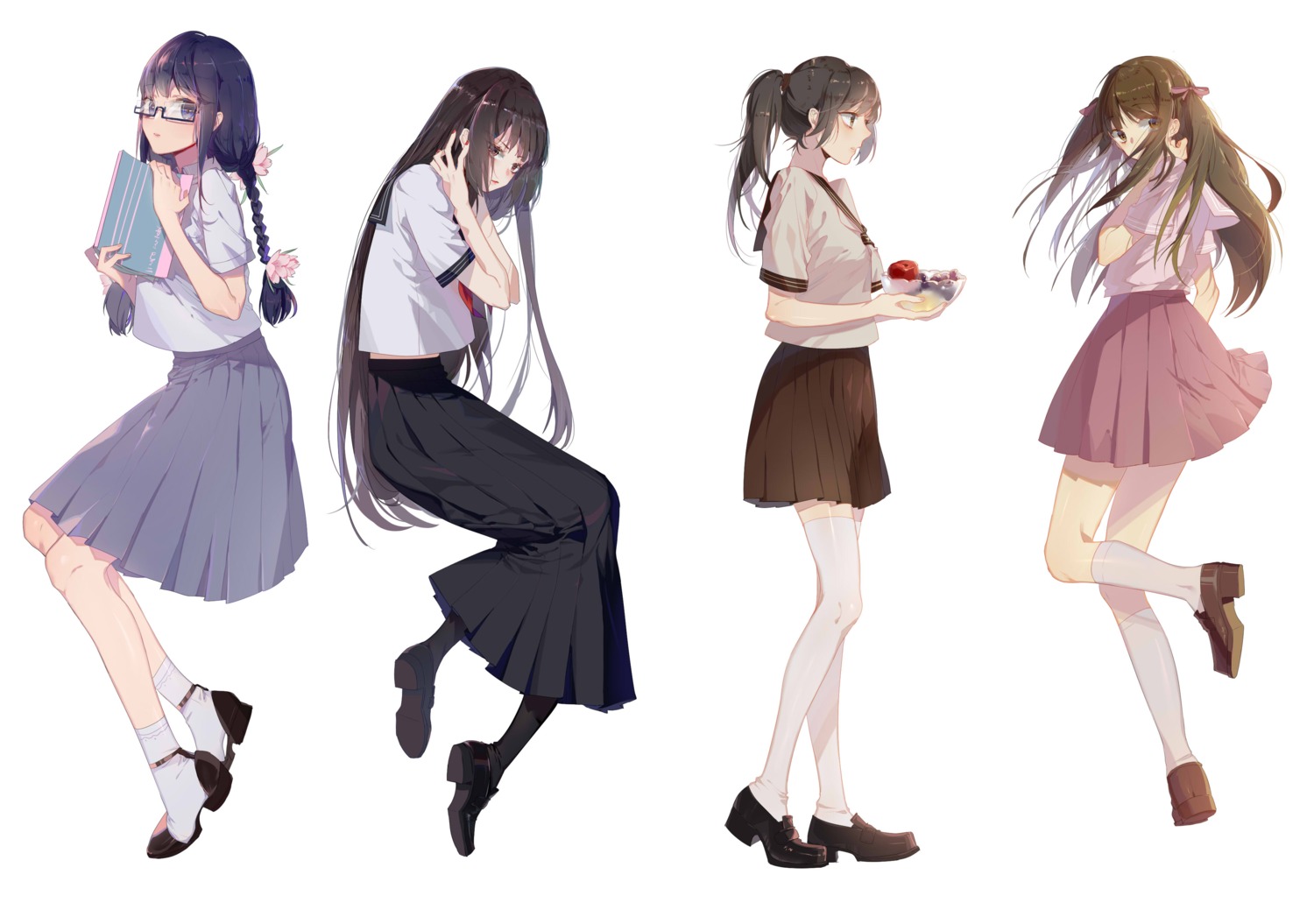 heels megane seifuku thighhighs zhibuji_loom