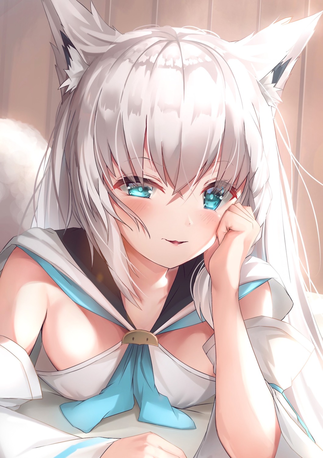 animal_ears hololive hololive_gamers kitsune no_bra rimamo shirakami_fubuki tail