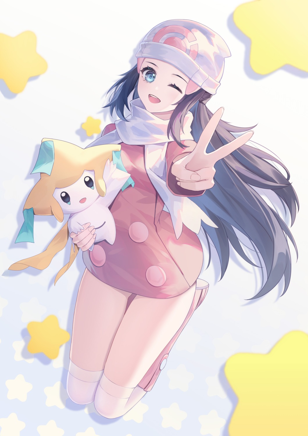 dress hikari_(pokemon) kirby_d_a pokemon pokemon_bdsp pokemon_dppt thighhighs