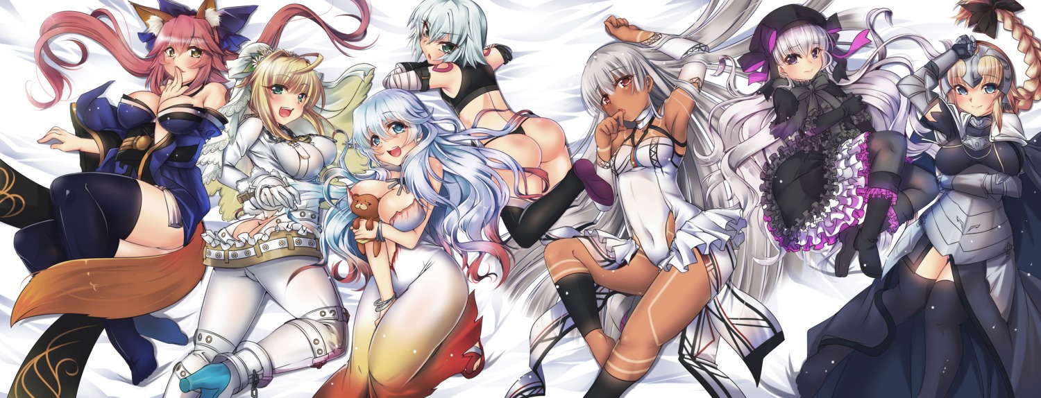 animal_ears armor artemis_(fate/grand_order) ass attila_(fate/grand_order) bandages bodysuit cleavage dress fate/extra fate/grand_order fate/stay_night jack_the_ripper jeanne_d'arc jeanne_d'arc_(fate) lolita_fashion no_bra nopan nursery_rhyme_(fate/extra) orion_(fate/grand_order) saber_bride saber_extra sesield tamamo_no_mae tattoo thighhighs thong