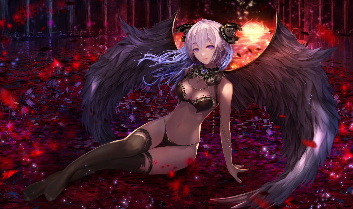 bikini cleavage jname swimsuits thighhighs wings