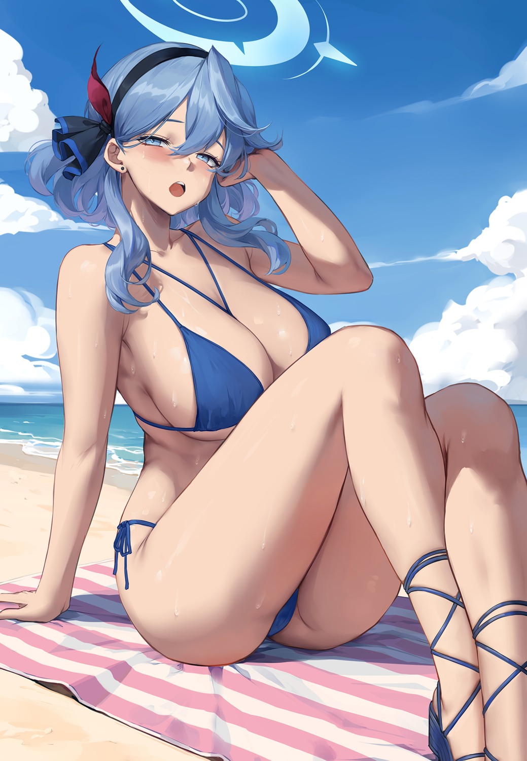 amau_ako bikini blue_archive chihunhentai halo swimsuits thong wet