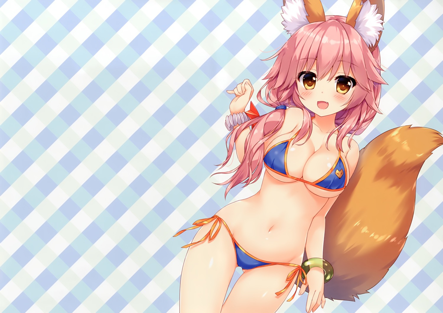 ame_nochi_yuki ameto_yuki animal_ears bikini cleavage detexted fate/extra fate/grand_order fate/stay_night swimsuits tail tamamo_no_mae underboob