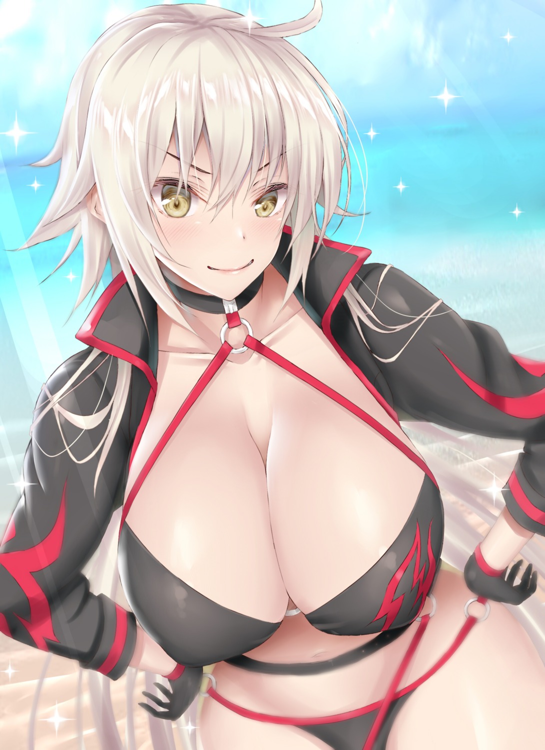 bikini cleavage fate/grand_order jeanne_d'arc jeanne_d'arc_(alter)_(fate) karucho swimsuits