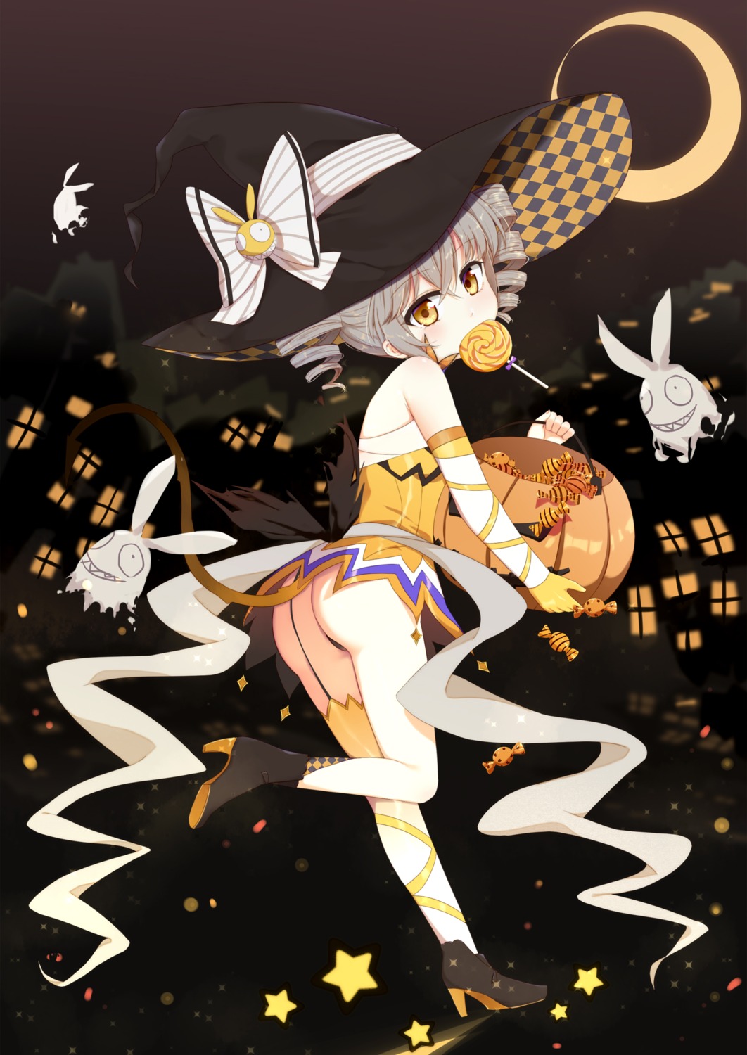 ass benghuai_xueyuan bronya_zaychik dress fufumi halloween heels honkai_impact pantsu stockings thighhighs thong witch