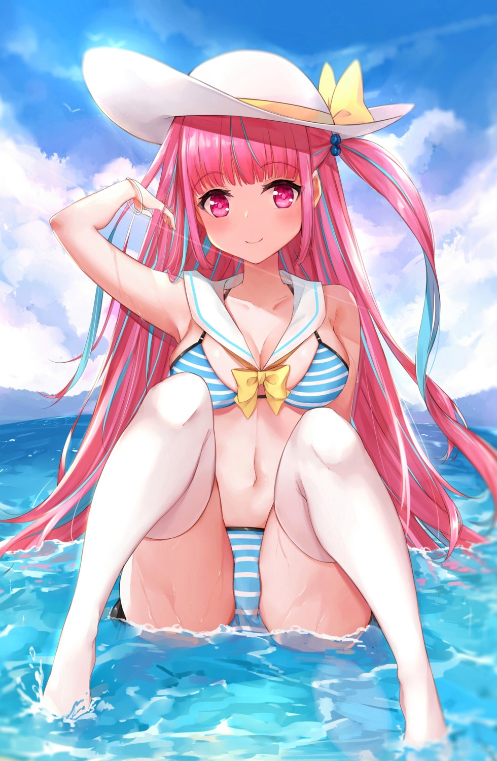 bikini hololive minato_aqua swimsuits thighhighs to_naive wet