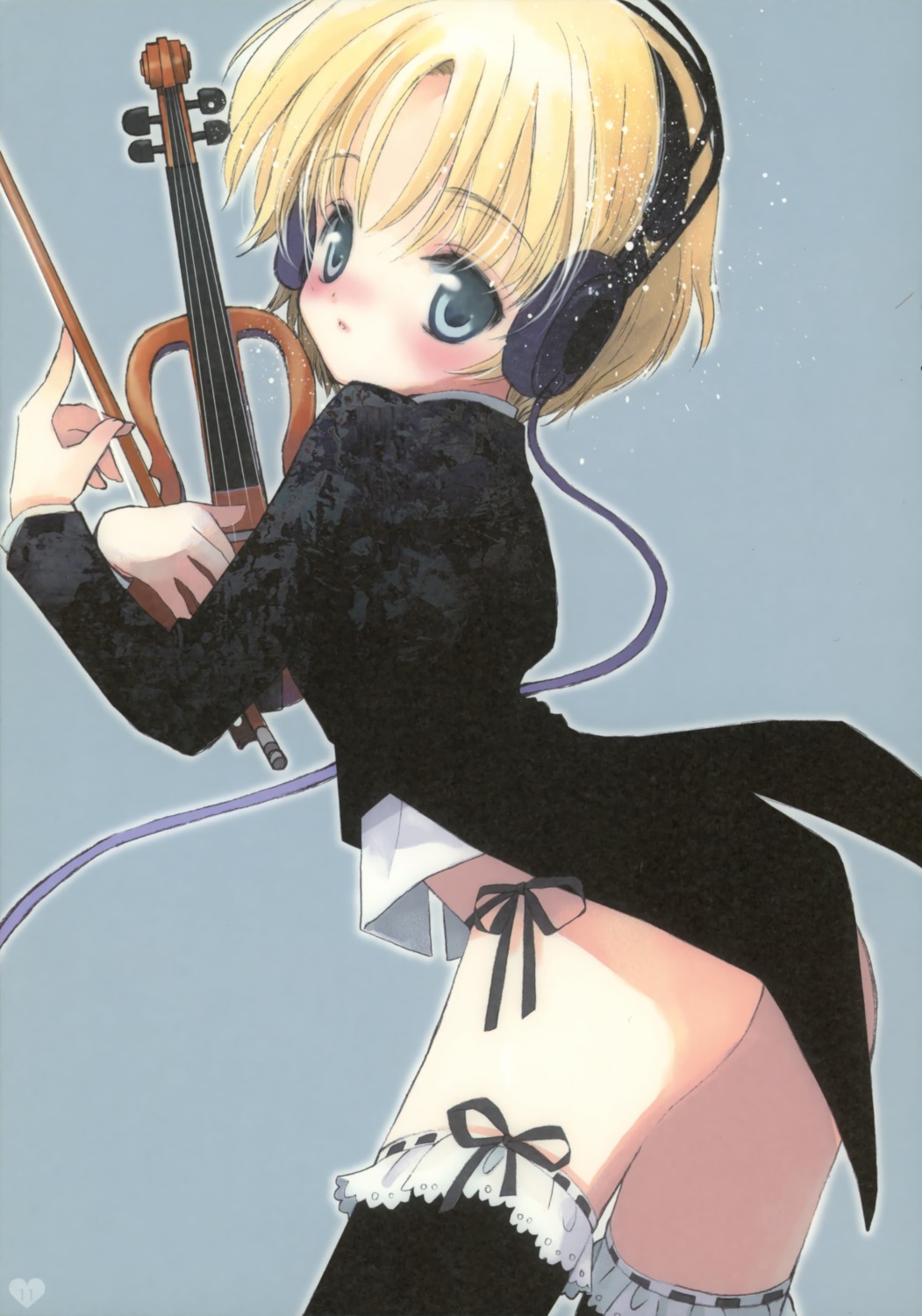 hato_no_tamago headphones pantsu rami string_panties thighhighs