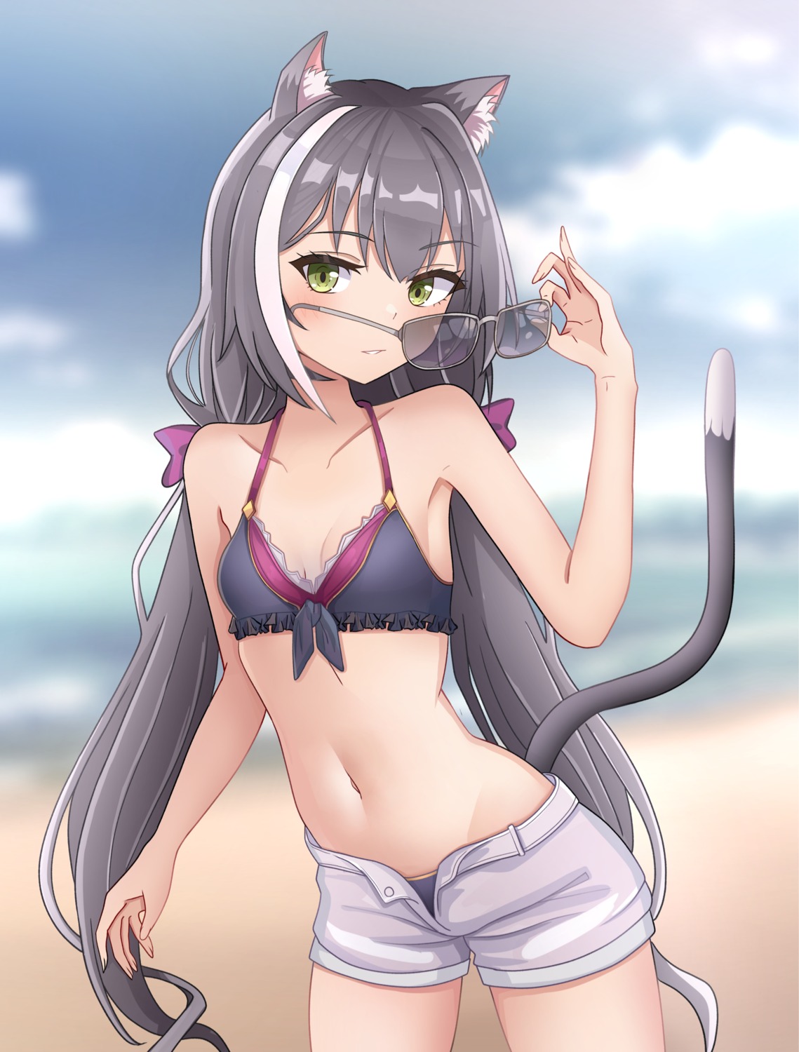 animal_ears bikini karyl_(princess_connect) mahdi megane nekomimi princess_connect princess_connect!_re:dive swimsuits tail