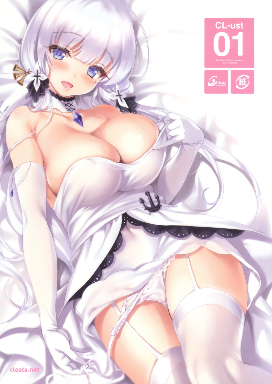 azur_lane cle_masahiro dress illustrious_(azur_lane) pantsu panty_pull possible_duplicate stockings string_panties thighhighs undressing