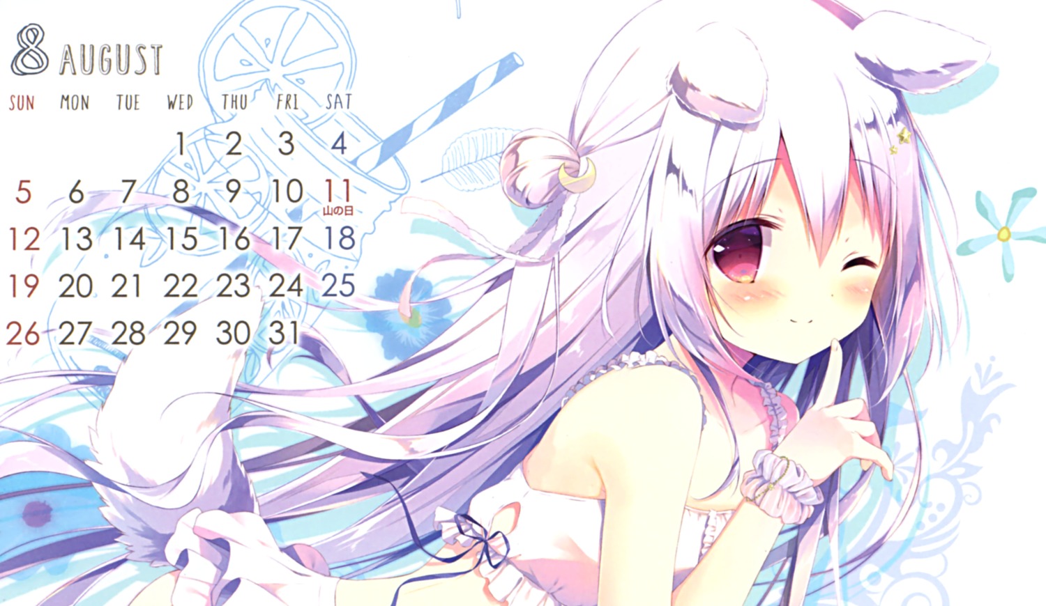 animal_ears bikini calendar shiratama shiratamaco swimsuits tail