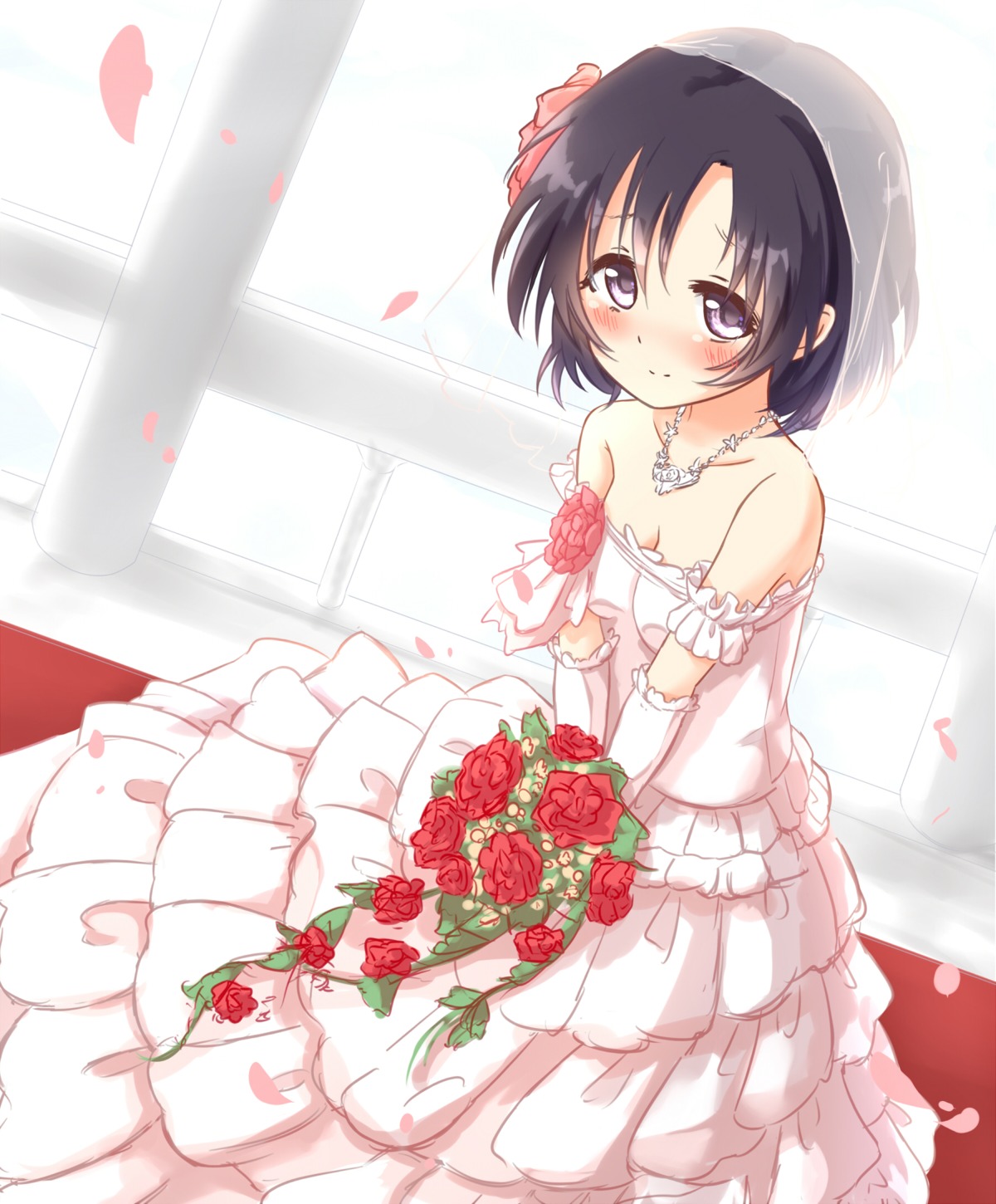 cleavage dress kisa shiragiku_hotaru the_idolm@ster the_idolm@ster_cinderella_girls wedding_dress