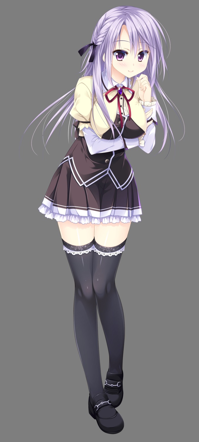 breast_hold ensemble_(company) heels otome_ga_musubu_tsukiyo_no_kirameki reizei_shizune seifuku sesena_yau thighhighs transparent_png