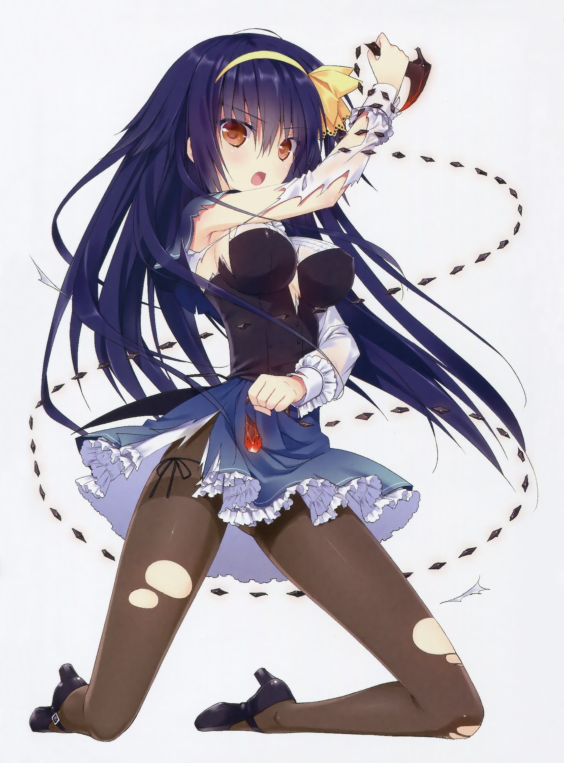 absolute_duo asaba_yuu erect_nipples no_bra pantsu pantyhose string_panties tachibana_tomoe torn_clothes weapon