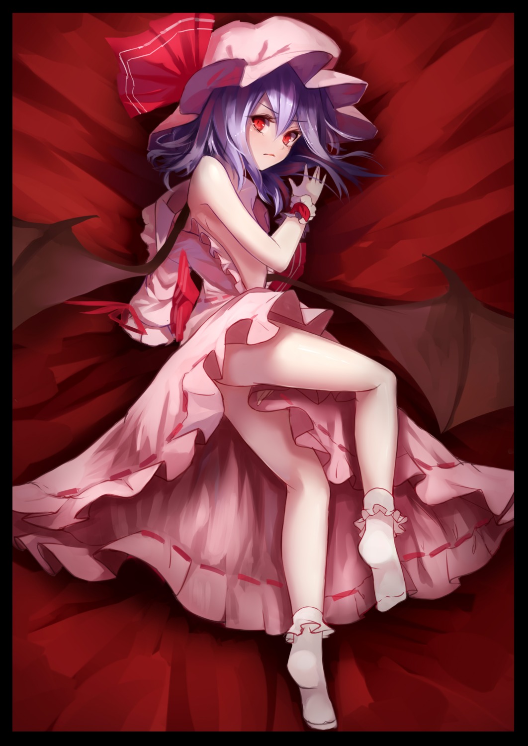 dress no_bra nopan open_shirt remilia_scarlet shiraso_famy touhou wings