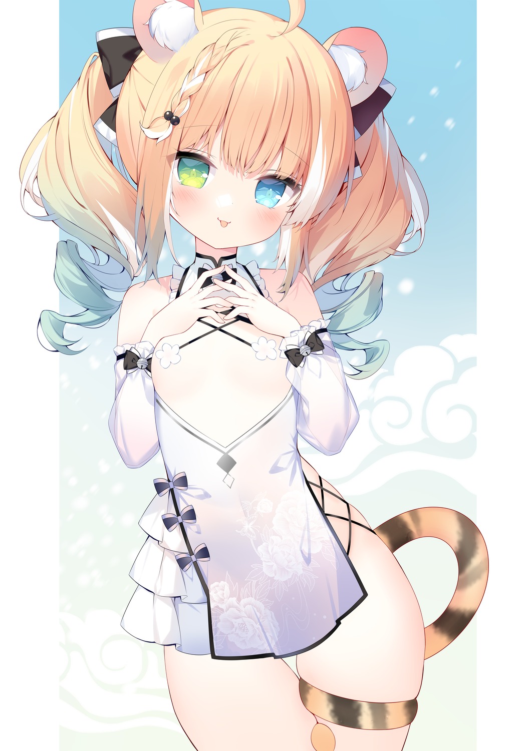 animal_ears heterochromia loli no_bra nopan pasties tail tsukimi_(xiaohuasan)