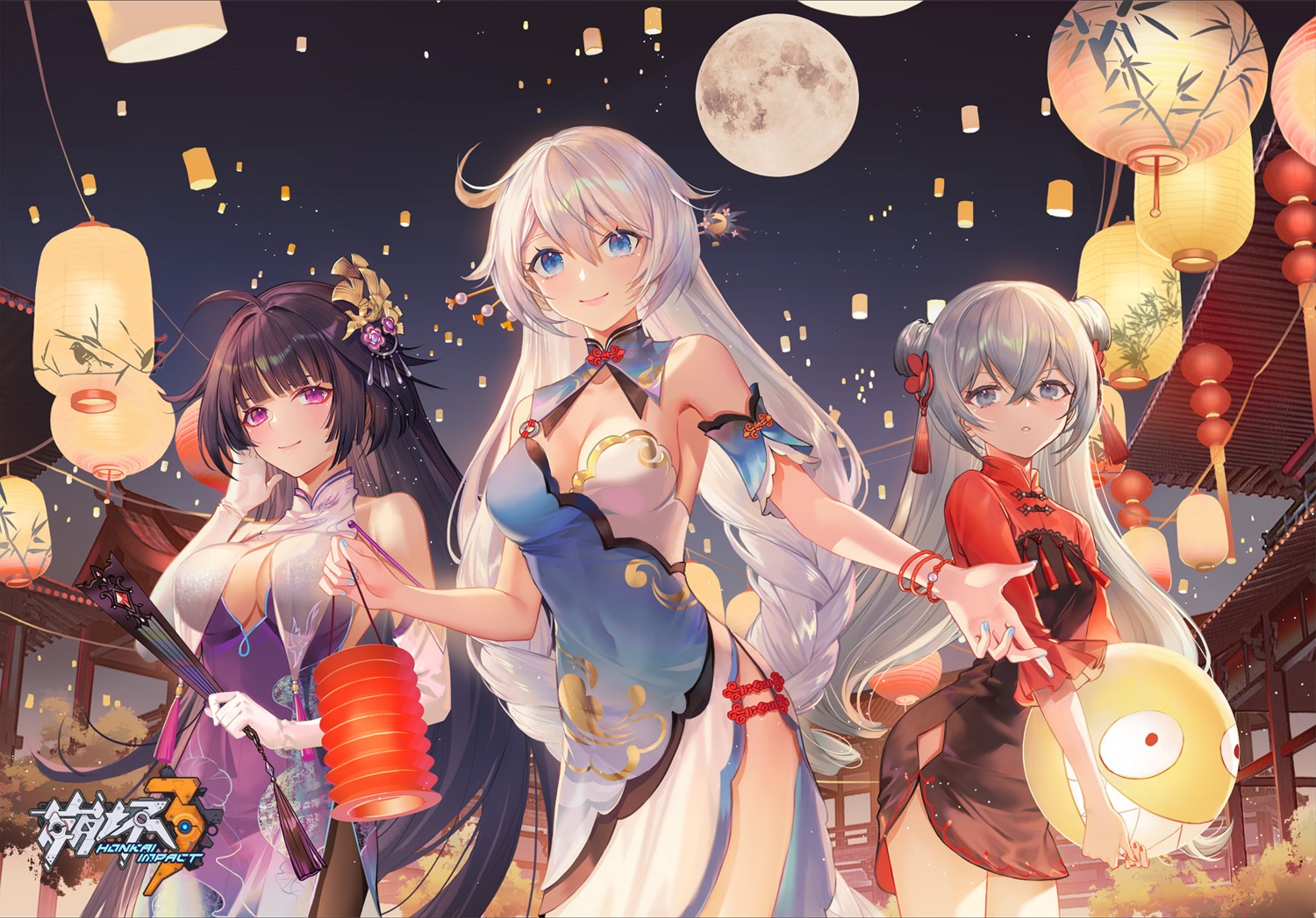 benghuai_xueyuan bronya_zaychik chinadress cleavage criin honkai_impact kiana_kaslana no_bra raiden_mei see_through