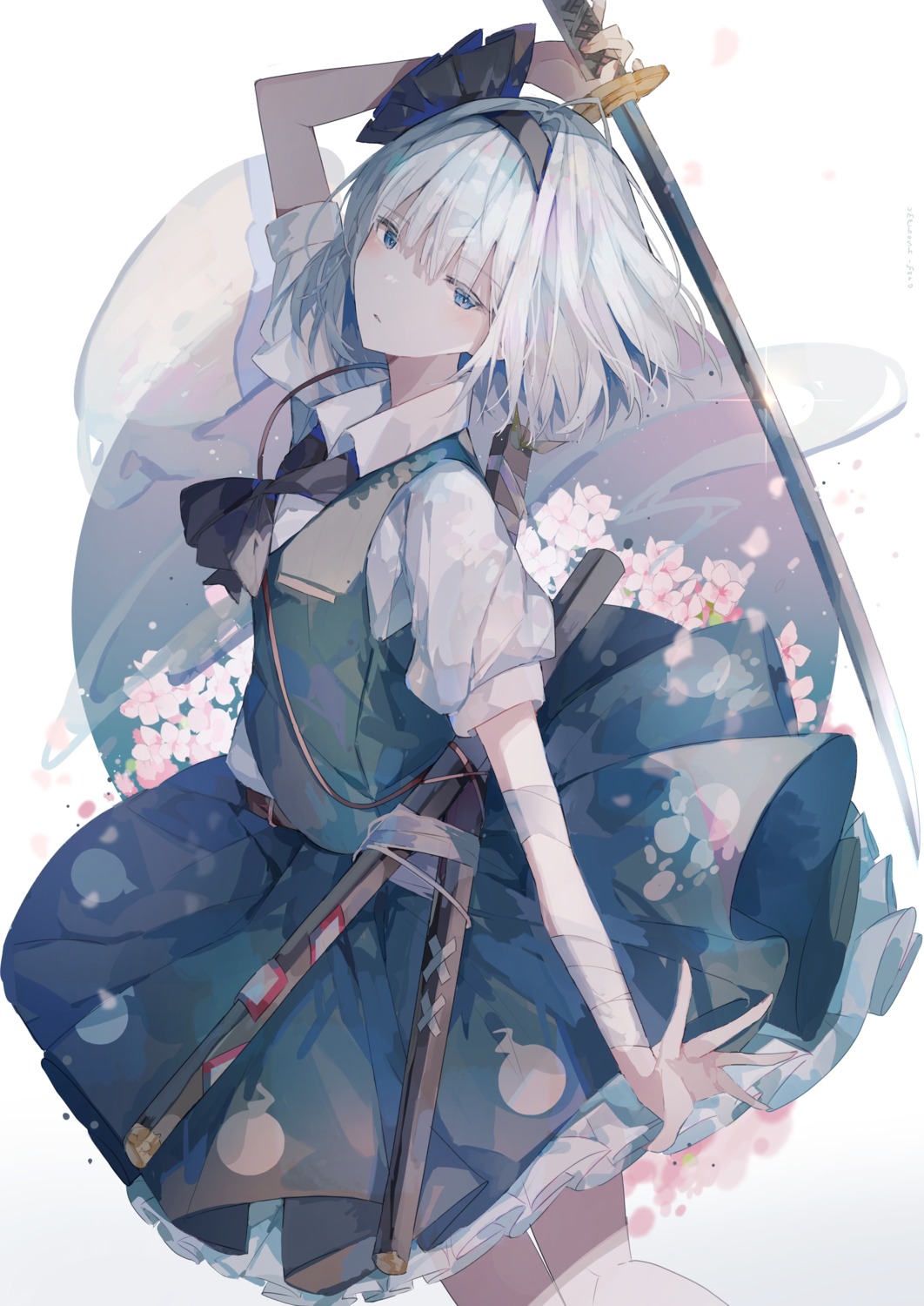 konpaku_youmu skirt_lift sword touhou umemaro