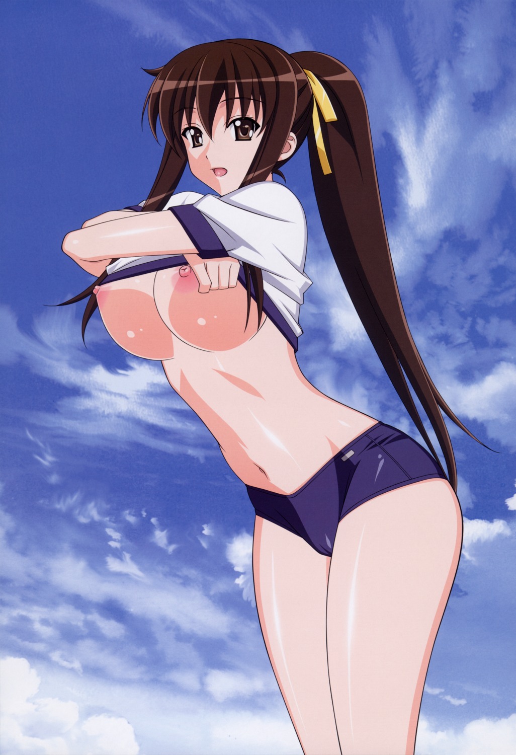 aki_sora aoi_aki breasts buruma cameltoe gym_uniform kuroda_kazuya nipples no_bra screening shirt_lift undressing