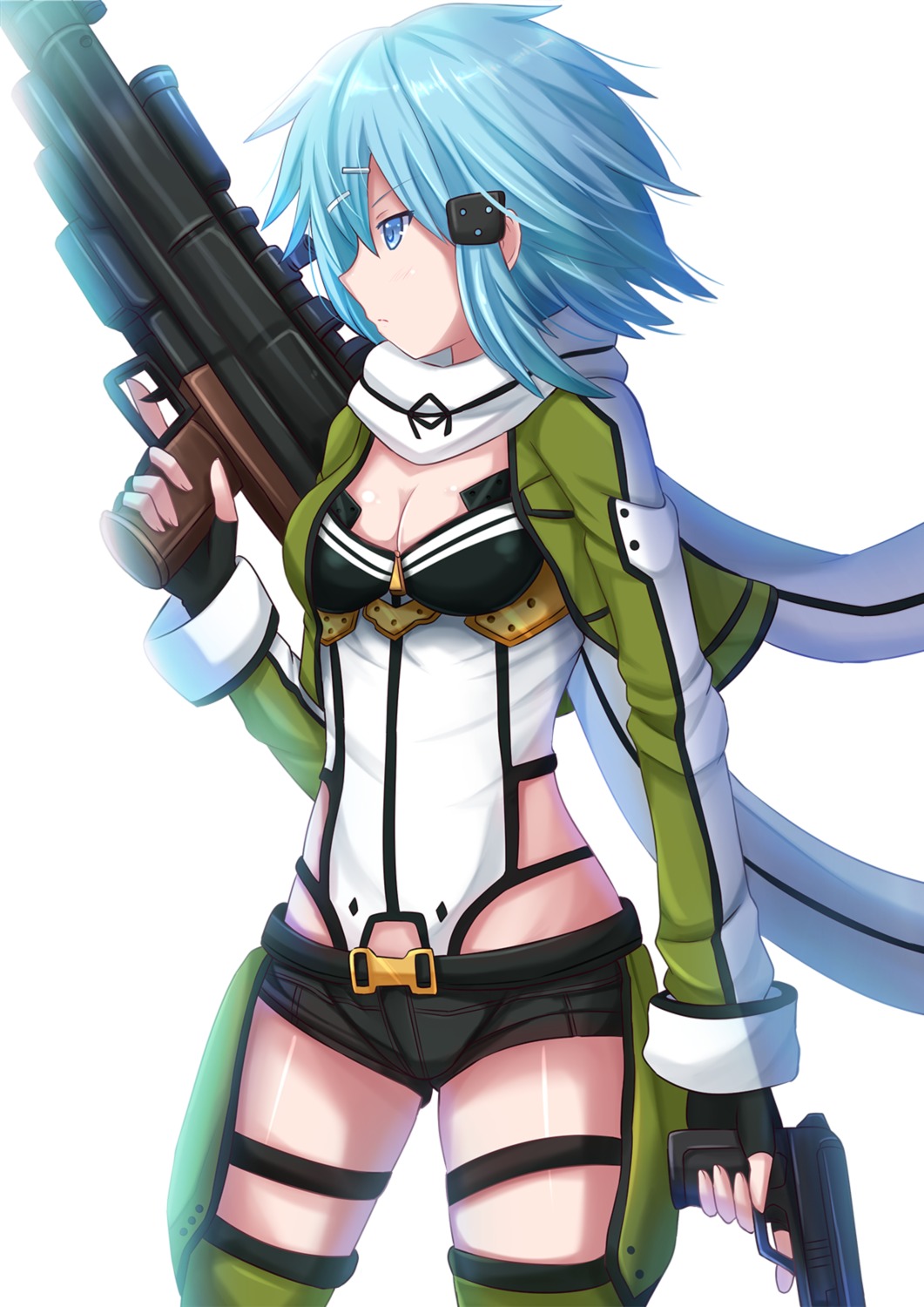 cleavage gun gun_gale_online kazenokaze sinon sword_art_online